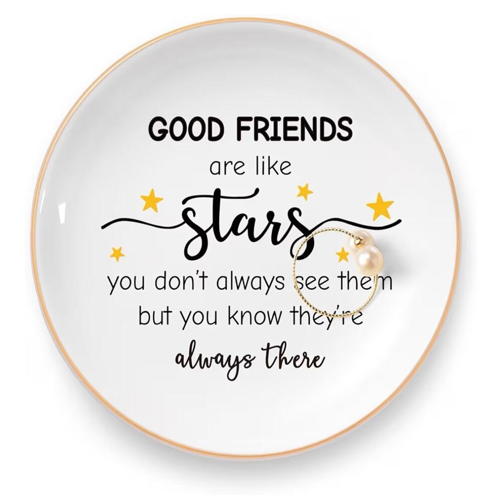 Good Friends Are Like Stars Gift Jewelry Dish, White | NIB